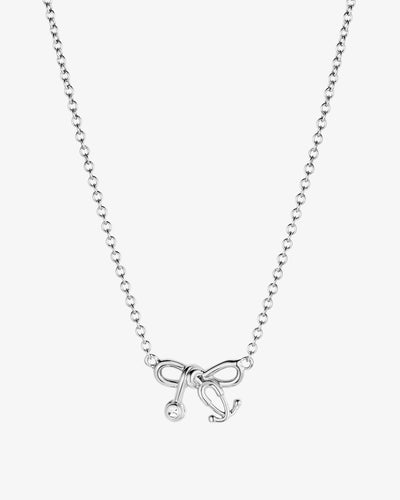 Tiny Stethoscope Bow Diamond Necklace